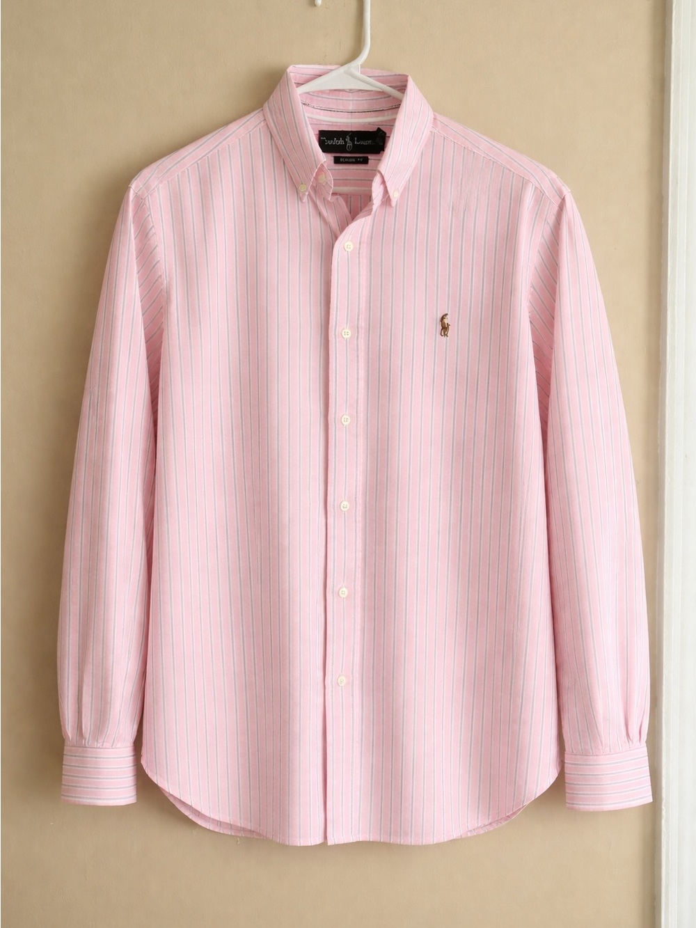 Ralph Lauren Men’s  Pink Striped Button-Down Dress Shirt